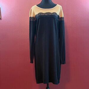 AB Studio Black and Tan Long Sleeve Dress